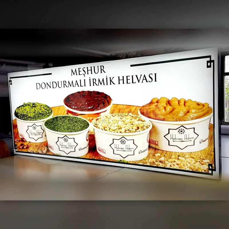 Gıda tabelası: Dijital baskılı lightbox pano