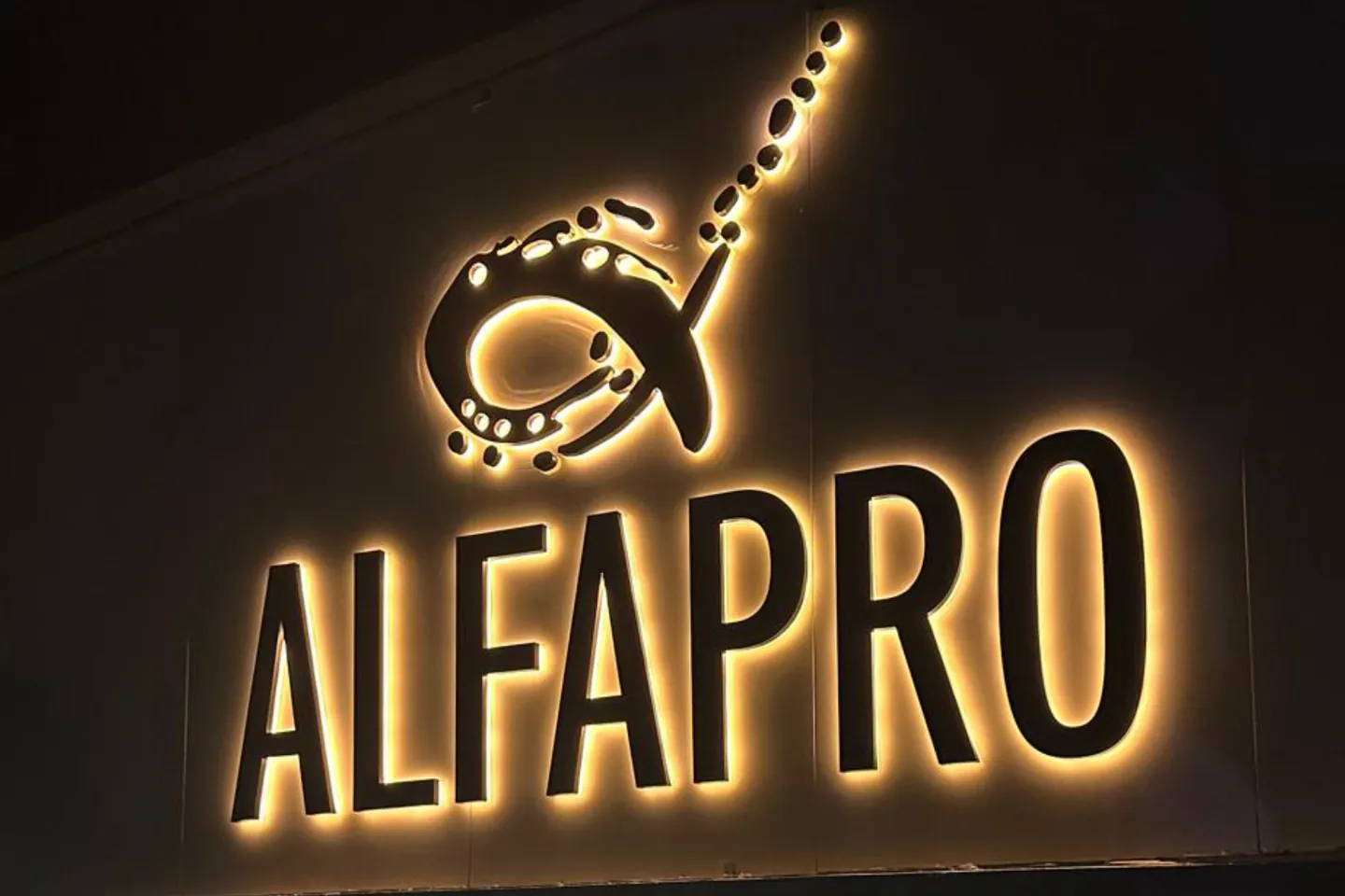 Mimari tabela: Alfapro, gece görünümü